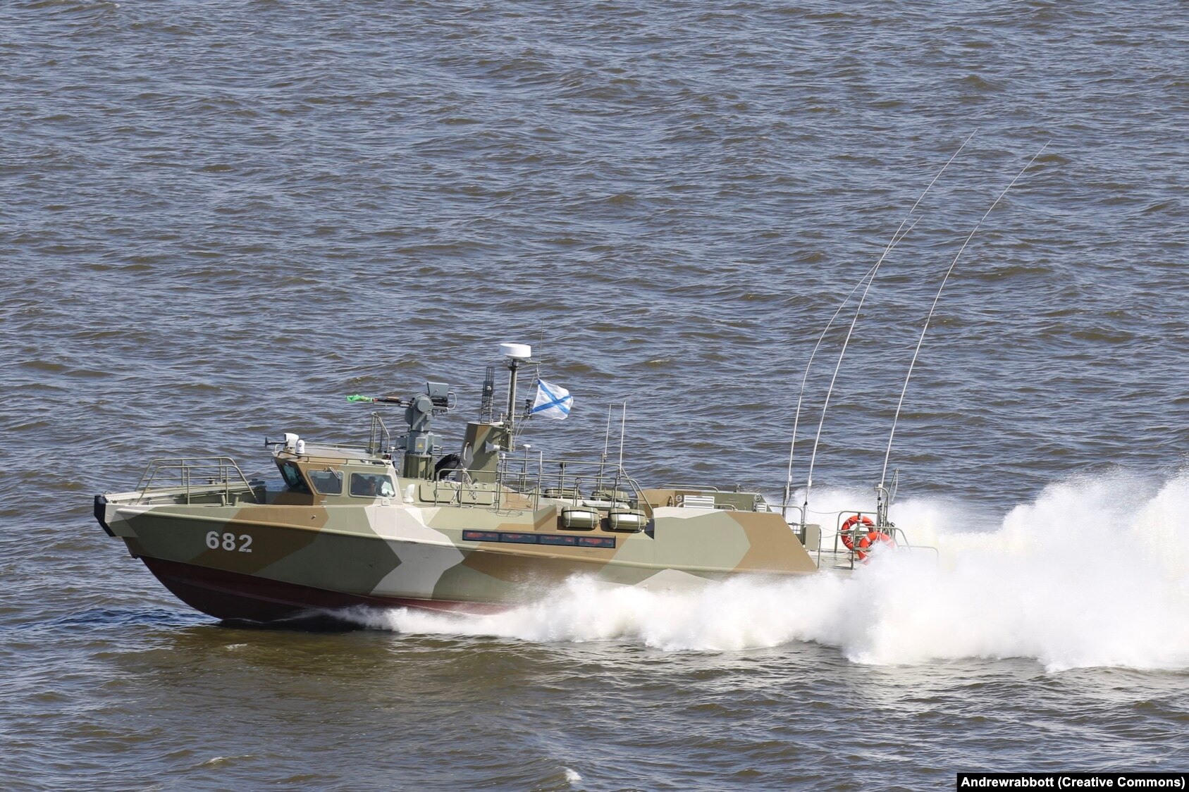 A Russian Raptor-class patrol boat near Kronstadt in 2016 &nbsp; At least two of the high-speed patrol boats were destroyed by a Ukrainian Bayraktar drone off Snake Island in March 2022.&nbsp;&nbsp; &nbsp; Raptors are fitted with a remotely controlled weapon, armor, and bullet-resistant glass. They first entered service with the Russian Navy in 2015.&nbsp;&nbsp; 
