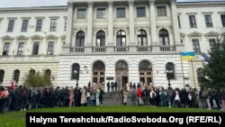 Студенты университета «Львовская политехника» требуют увольнения профессора Фарион, Львов, 14 ноября 2023 года