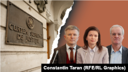 Candidații la funcția de judecător la Curtea Supremă de Justiție (de la stânga la dreapta): Andrian Ciobanu, Aurelia Cazacliu, Ion Buruiană.