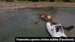 Извлекување на хеликоптерот од Јабланичко Езеро, 30.08.2024 година.