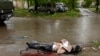 A body lies at the site of a Russian missile strike on Chernihiv, Ukraine, on April 17. 