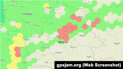 Абмежаваньні GPS у Беларусі 17 студзеня 2024 году. Скрын мапы