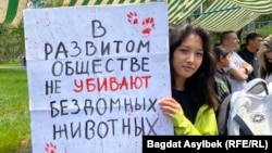 Митинг в Алматы против жестокого обращения с животными. 14 мая 2023 года