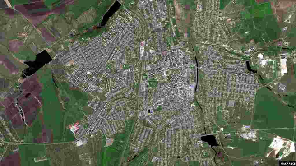 Műholdkép Bahmutról 2022. május 8-án