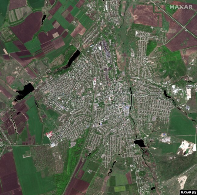 Сателитна снимка на Бахмут от 8 май 2022 г.
