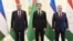 (Çepden saga) Täjigistanyň prezidenti Emomali Rahmon, Türkmenistanyň prezidenti Serdar Berdimuhamedow we Özbegistanyň prezidenti Şawkat Mirziýoýew. Aşgabat. 4-nji awgust