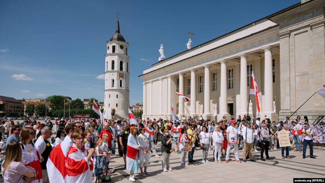Акцыя салідарнасьці зь беларускімі палітвязьнямі. Вільня, травень 2023 г. 