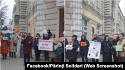 Mai mulți părinți au protestat, pentru a treia oară, în fața primăriei Chișinău, cerând bani pentru grupele cu program prelungit.