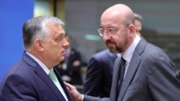 Orbán Viktor miniszterelnök és Charles Michel, az Európai Tanács elnöke Brüsszelben 2023. március 23-án