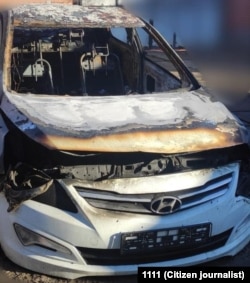 Сгоревшая машина пострадавшей