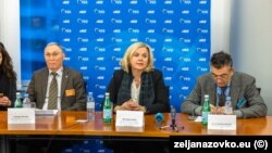 Giuseppe Morabito, Željana Zovko i Radoslav Bužančić na konferenciji u Briselu 10. 1. 2024.