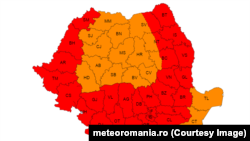 Zona aflată sub avertizare de cod roșu de caniculă pe 13 și 14 iulie. Este pentru prima oară când toate județele sunt cuprinse de avertizări portocaliu și roșu.