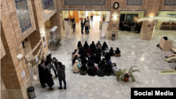 Psychology students hold a strike in Tehran's Beheshti University on November 21. 