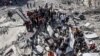 ویرانی یک ارودگاه پناهندگی در رفح بعد از بمباران ارتش اسرائیل، اول فروردین