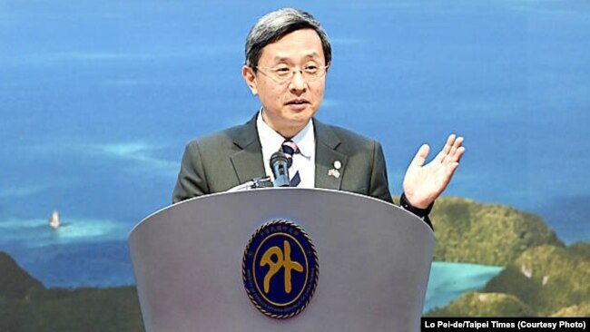Deputy Foreign Minister Roy Chun Lee attends a February press conference in Taipei.