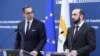 Armenia - Foreign Minister Ararat Mirzoyan and his Cypriot counterpart Constantinos Kombos hold a joint news conference in Yerevan, March 7, 2024.