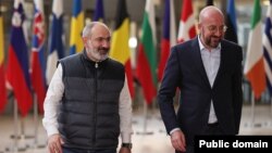 Beglium - Armenian Prime Minister Nikol Pashinian meets European Council President Charles Michel ahead of talks with Azerbaijani President Ilham Aliyev, Brussels, May 13, 2023.