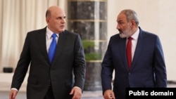 Armenia - Armenian Prime Minister Nikol Pashinian and his Russian counterpart Mikhail Mishustin meet in Tsaghkadzor, August 24, 2023.