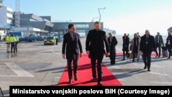 Premijer Nizozemske Mark Rutte stigao u BiH. Dočekao ga ministar vanjskih poslova BiH, Elmedin Konaković. 22 Januar 2024. godine. 
