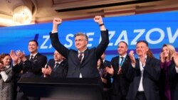 Hrvatski premijer Andrej Plenković i slavlje u štabu HDZ-a nakon 90 posto prebrojanih izbornih rezultata, Zagreb, 17. aprila 2024.