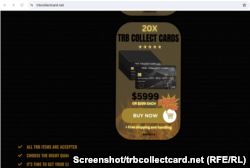 Pamja e ueb-faqes ku shiten "kartela Trump"