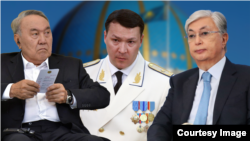 Оңдон солго: Казакстандын мурдагы президенти Нурсултан Назарбаев, Самат Абиш, азыркы казак президенти Касым-Жомарт Токаев.