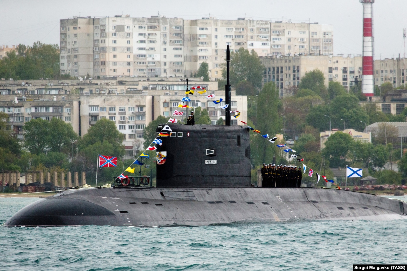 The Rostov-on-Don diesel-electric submarine is seen off the coast of Sevastopol in May 2020.&nbsp;&nbsp;&nbsp; &nbsp; The Rostov-on-Don, which was launched in 2014, was also struck in the September 2023 strike on the Sevastopol naval base. The sub was severely damaged and will either be out of service for an extended period or scrapped.&nbsp;&nbsp; &nbsp; The sub was filmed in December 2015 firing a barrage of Kalibr cruise missiles at what the Russian military described as Islamic State targets in Syria.&nbsp;&nbsp;&nbsp; 