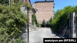 Armenia - The gates of the Karabakh mission in Yerevan broken during a police raid, June 21, 2024.