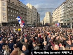 Thousands of opposition supporters rallied in Belgrade on December 30.