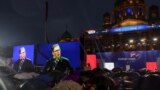 Serbia's President Aleksandar Vucic addresses his supporters during a rally in front of the Parliament building in Belgrade, Serbia, May 26, 2023. REUTERS/Marko Djurica