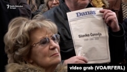 Protest ispred Apelacionog suda u Beogradu zbog oslobađajuće presude optuženima za ubistvo novinara Slavka Ćuruvije, 5. februara 2024.