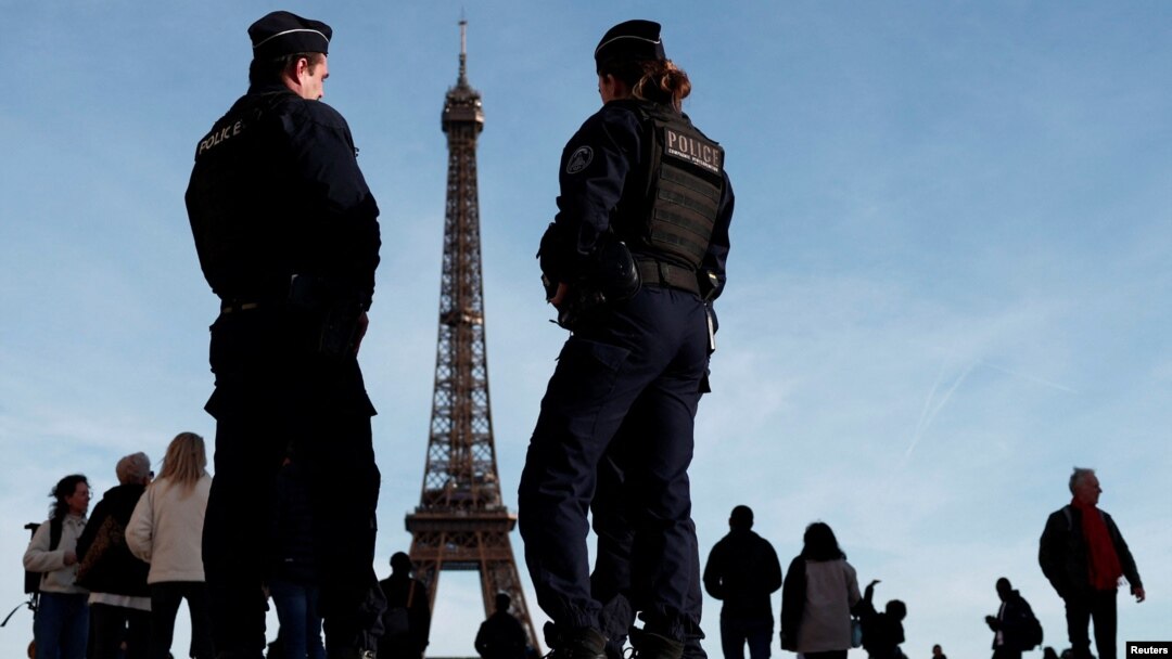 Security officers in Paris, where the 2024 Summer Olympics will open later this year. 