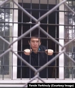 Erkinuly behind bars in Lutsk after being detained by Ukrainian border guards, October 2021
