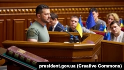 Президент Украины Владимир Зеленский выступил в Верховной раде по случаю Дня Конституции. Киев, 28 июня 2023 года.
