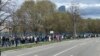 Russians in Belgrade heading towards voting polls of presidential Russian elections. Belgrade, Serbia 17th March 2024
