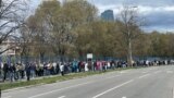 Russians in Belgrade heading towards voting polls of presidential Russian elections. Belgrade, Serbia 17th March 2024