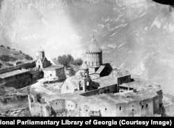 Armenia's Tatev Monastery. This photo, taken in around 1880, reveals several significant changes that have since taken place in the site, including the disappearance of the belltower seen in the center of this image.