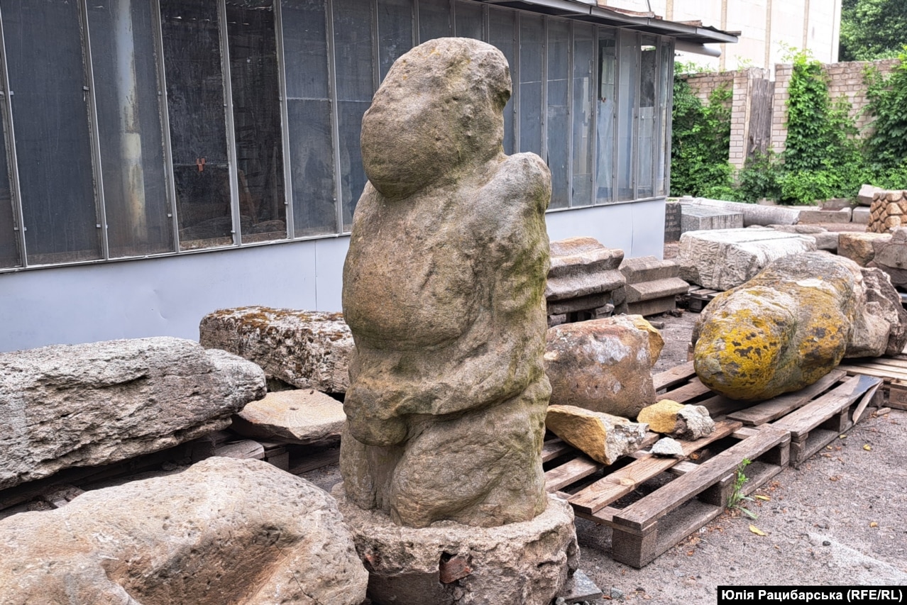 Stone sculptures in storage in Dnipro