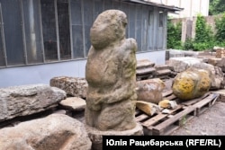 Stone sculptures in storage in Dnipro