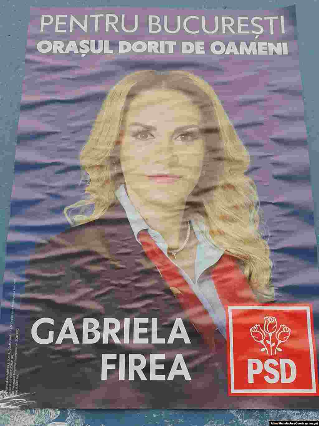 Gabriela Firea, candidat PSD la Primăria Capitalei și locul trei pe listele PSD-PNL pentru europarlamentare. Firea promite că va livra un București dorit de oameni.&nbsp;