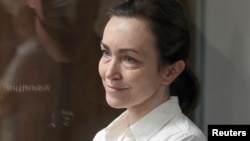 Alsu Kurmasheva in a Russian courtroom on April 1