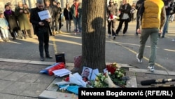 Митинг памяти Алексея Навального в Белграде, Сербия, 16 февраля 2024 года