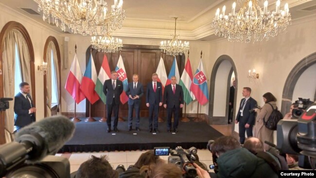 Katër liderët e samitit të Vishegradit më 27 shkurt 2024.