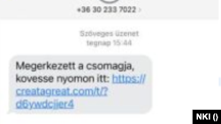 Példa egy magyar nyelvű, mostani adathalász sms-re.