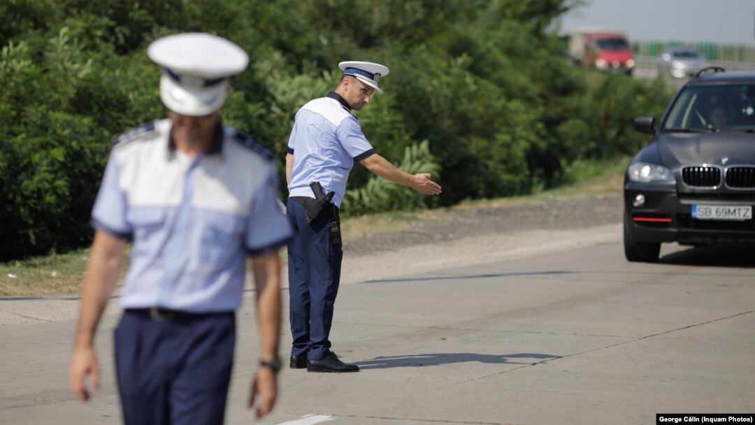 Imagine de arhivă de la un filtru rutier al Poliției Române. 
