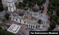 The Transfiguration Cathedral in Odesa, Ukraine, was damaged by Russian rocket fire.