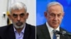 Liderul Hamas din Gaza, Yahya Sinwar, și premierul israelian Benyamin Netanyahu.