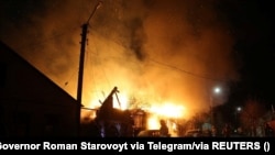 Kilőtt ukrán drón okozott tüzet az oroszországi Kurszki területen 2024. április 4-én