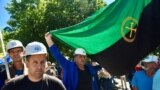 Sarajevo, Bosnia-Herzegovina, Hudreds of coal miners protest in front of public company Elektroprivreda BiH. August 1, 2023. 