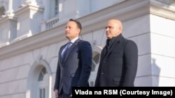 Премиерите на Ирска (Лео Варадкар) и на Северна Македонија (Димитар Ковачевски) во Скопје, 12 јануари 2024 г.
